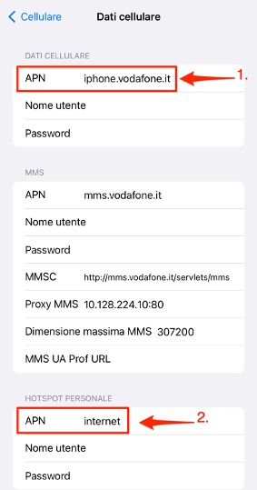Entra in Rete dati cellulare