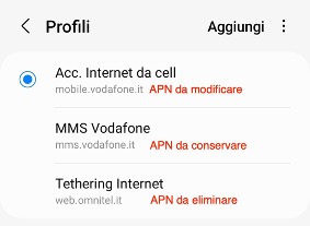 Modifica APN primo passaggio
